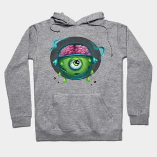 alien eye green brain Hoodie